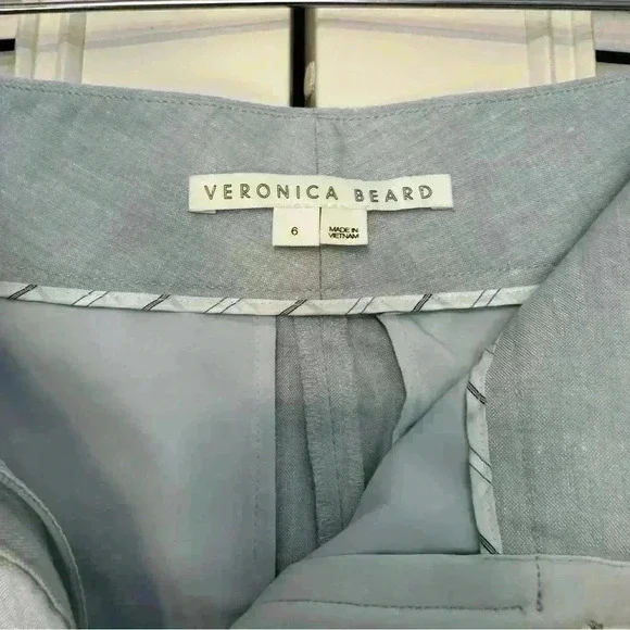 Veronica Beard Jeanne Light Blue Linen Blend Crop Wide Leg Pants 6 nautical crop - Picture 11 of 15